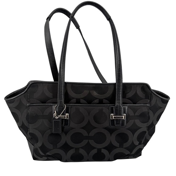 Coach Handbags - Coach Taylor Op Art Signature Tote Black Jacquard Leather Handbag F25501